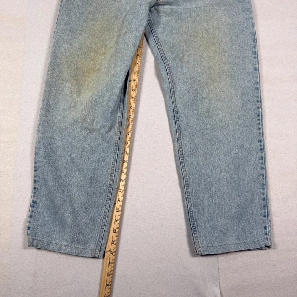 Vintage 90s Levis 550 Relaxed Fit Tapered Jeans Light Wash 38x28 Made in USA